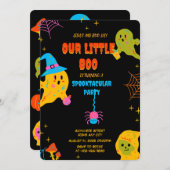 ネオンの不気味誕生日パーティーへの招待 招待状 (正面/裏面)