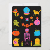 ネオンの不気味誕生日パーティーへの招待 招待状 (裏面)