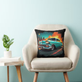 ネオンの夜の街並みとクラシックカーのクッション クッション (椅子)