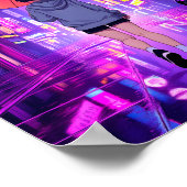 ネオンの夜：都会の雨の夕べ ポスター (角)