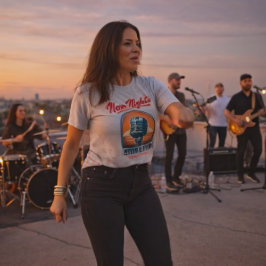ネオンの夜、響き渡るロックンロール - ビンテージアメリカーナ Tシャツ