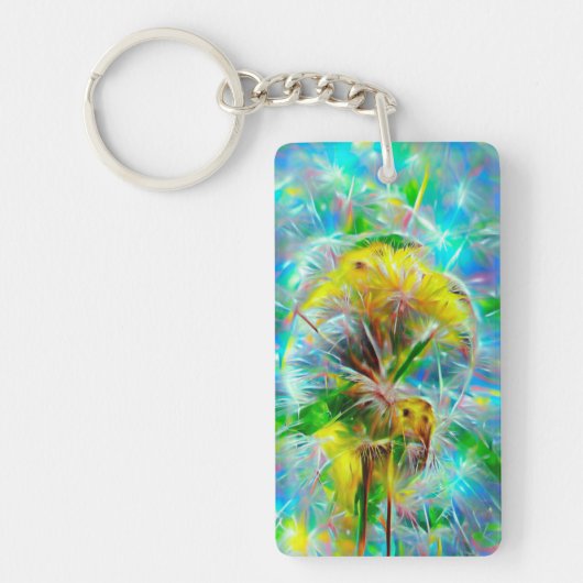 ネオンの夢の風景の中のEthereal Dandelion キーホルダー (正面)