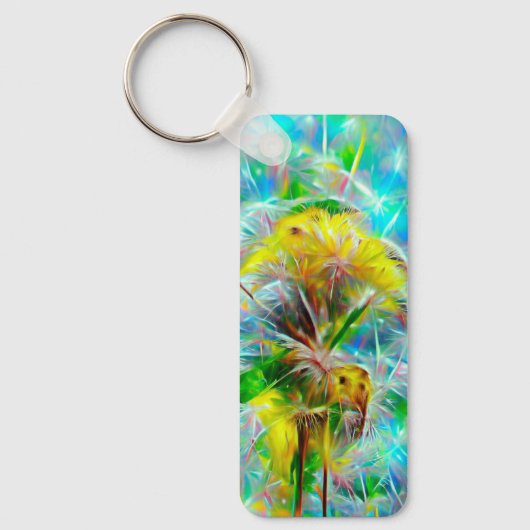 ネオンの夢の風景の中のEthereal Dandelion キーホルダー (正面)
