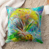 ネオンの夢の風景の中のEthereal Dandelion クッション (ブランケット)