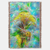 ネオンの夢の風景の中のEthereal Dandelion スローブランケット (正面縦)