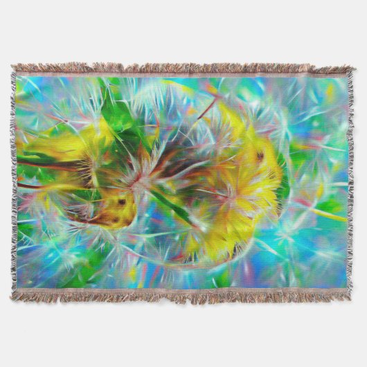 ネオンの夢の風景の中のEthereal Dandelion スローブランケット (正面)