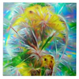 ネオンの夢の風景の中のEthereal Dandelion タイル