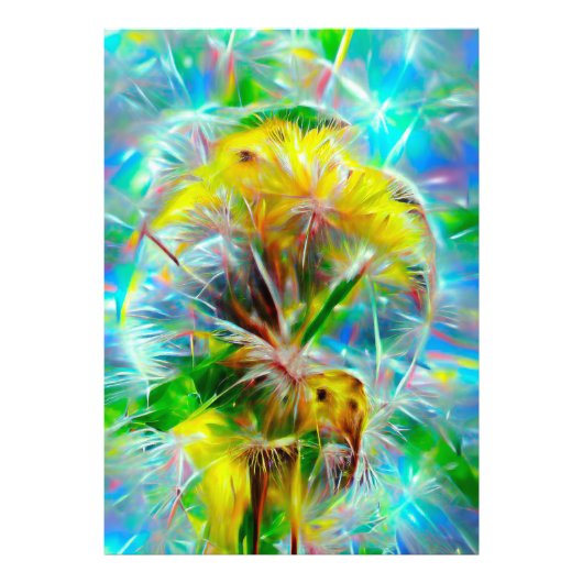 ネオンの夢の風景の中のEthereal Dandelion フォトプリント (正面)