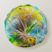 ネオンの夢の風景の中のEthereal Dandelion ラウンドクッション (裏面)