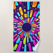 ネオンの夢の風景:旅サイケデリックの旅 ビーチタオル (正面)