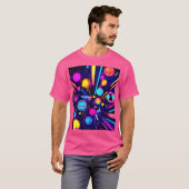 ネオンの夢 – サイケデリック図形と色 Tシャツ (正面フル)