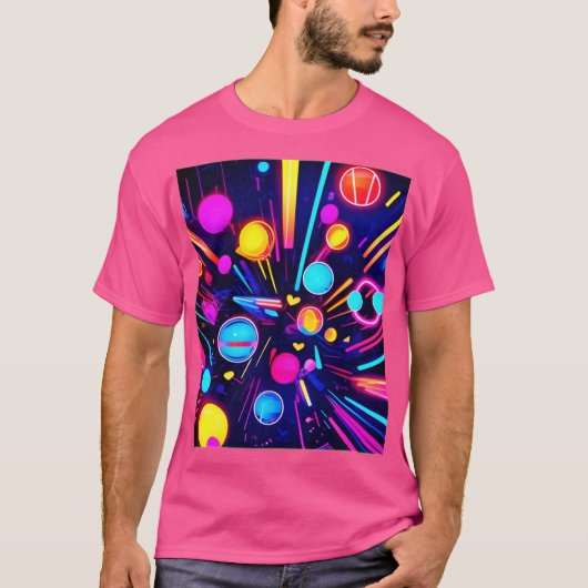 ネオンの夢 – サイケデリック図形と色 Tシャツ (正面)