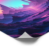 ネオンの夢：レトロ未来派ウォールアート ポスター (角)