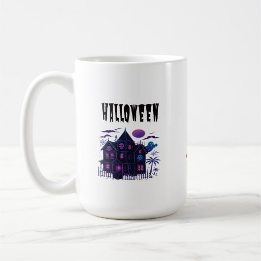 ネオンの幽霊屋敷 - レトロな不気味な光 コーヒーマグカップ (左)