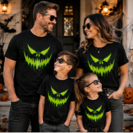 ネオンの怖いモンスターの顔のハロウィングラフィックTシャツ Tシャツ