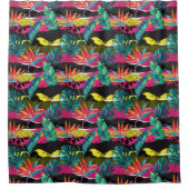 ネオンの抽象的な熱帯質パターン シャワーカーテン (正面)