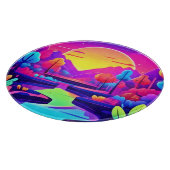 ネオンの日没の風景 カッティングボード (角)