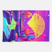 ネオンの日没の風景 キッチンタオル (横)