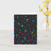 ネオンの明るいマーキングが黒地に カード (黄色い花)