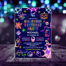 ネオンの暗闇で光るハロウィン誕生日パーティー