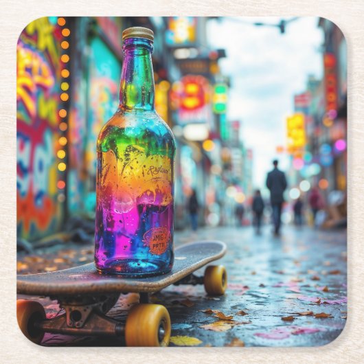 ネオンの最後の一滴 スクエアペーパーコースター (正面)