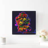 ネオンの木の爆発 スクエア壁時計 (ホーム)