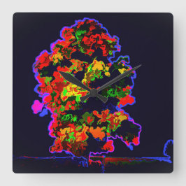 ネオンの木の爆発 スクエア壁時計