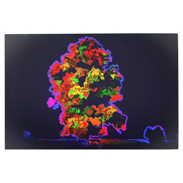 ネオンの木の爆発 メタルプリント (正面)