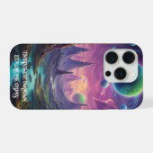 ネオンの未来的な空を持つエイリアン世界 iPhoneケース (裏面横)