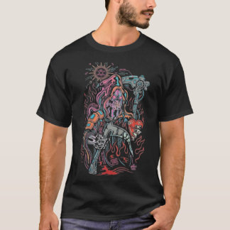 ネオンの死神: サイバーパンク・スタイルのデス Tシャツ