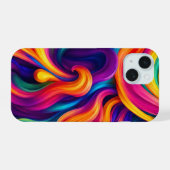 ネオンの流れ iPhone 15ケース (裏面横)