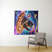 ネオンの火を呼吸するコズミックピザ銀河系 タペストリー (インサイチュ(横))
