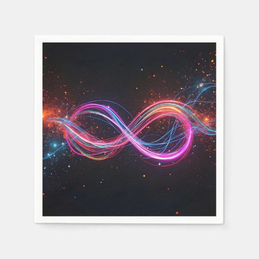 ネオンの無限大のシンボル（動き） スタンダードカクテルナプキン (正面)
