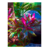 ネオンの熱帯の花の葉 ポスター (正面)