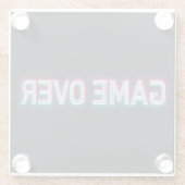 ネオンの看板を越えたゲーム | レトロ白熱［赤熱］光を放つアーケードデザイン ガラスコースター (裏面)