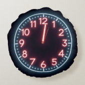 ネオンの真夜中の時計 ラウンドクッション (裏面)