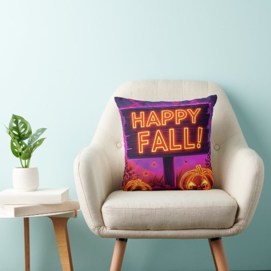 ネオンの秋マグカップ - Happy Fall Leaves クッション (椅子)
