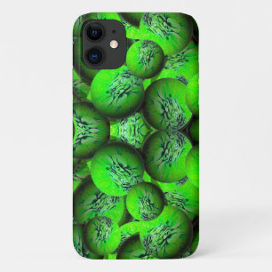 ネオンの緑の惑星 – 3D光学のパターン iPhone 11 ケース
