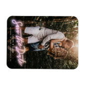 ネオンの縦型写真が日付を節約 マグネット (横)