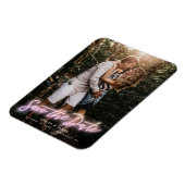 ネオンの縦型写真が日付を節約 マグネット (左側)