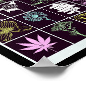 ネオンの花と植物のシルエットアート ポスター (角)