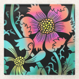 ネオンの花 ガラスコースター