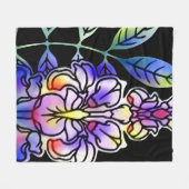 ネオンの花 フリースブランケット (正面(横))