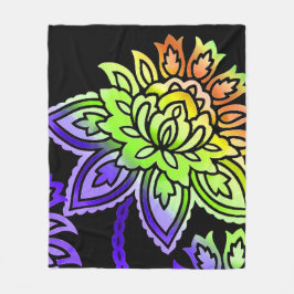 ネオンの花 フリースブランケット