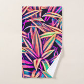 ネオンの葉のパターンが発表 バスタオルセット (ハンドタオル)