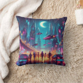 ネオンの街並み クッション (ブランケット)