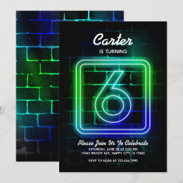ネオンの誕生日招待状 男の子 6歳の誕生日 招待状