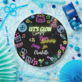 ネオンの誕生日熱狂するを輝かせよう ペーパープレート (パーティー)