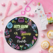 ネオンの誕生日熱狂するを輝かせよう ペーパープレート (パーティー)