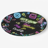 ネオンの誕生日熱狂するを輝かせよう ペーパープレート (アングル)